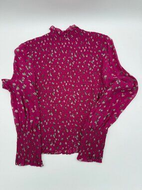 Rag & Bone Smocked Floral Blouse – Fuchsia – Size XS